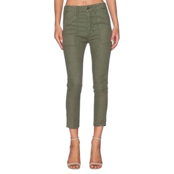 The Great. The Slouch Cropped Skinny Leg Pants High Rise in Army Green Size 24 - Picture 1 of 7